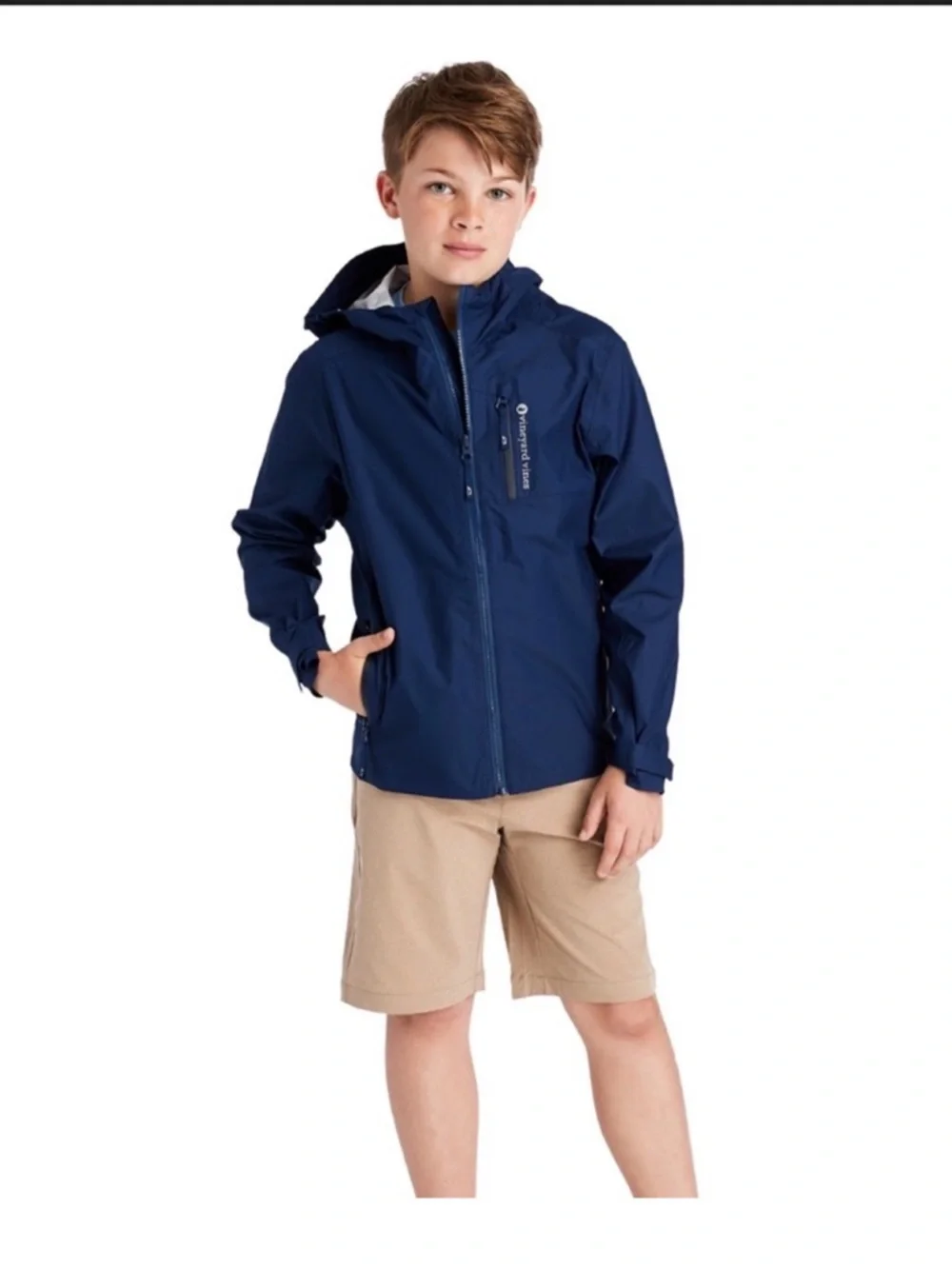 VINEYARD VINES BOYS PERFORMANCE HOODED RAIN JACKET NAVY BLUE! - Picture 8 of 8